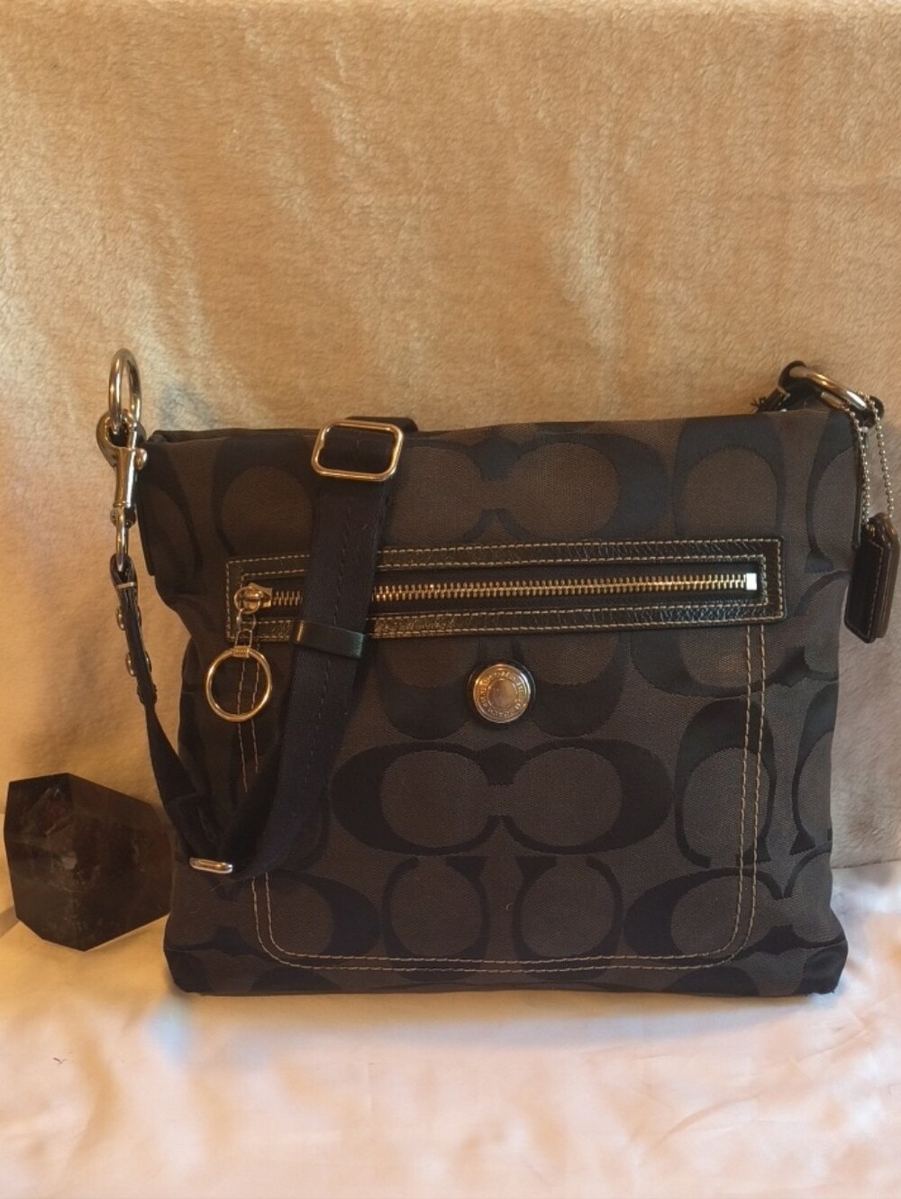 Coach Black and Brown Signature Crossbody Bag